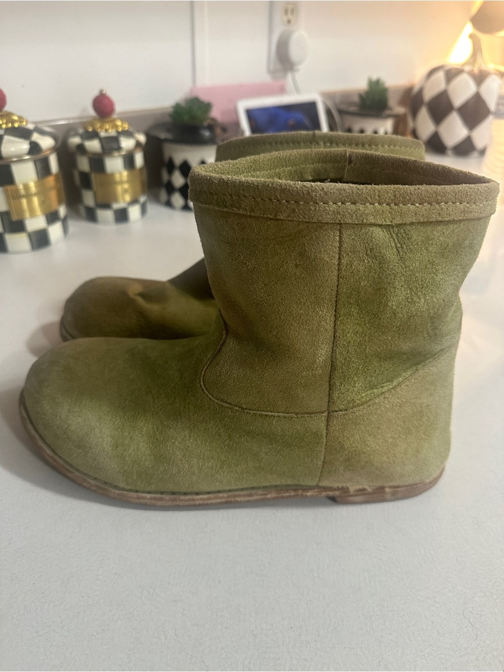 Magnolia Pearl Ranchero Boots Olive Green Suede Boots